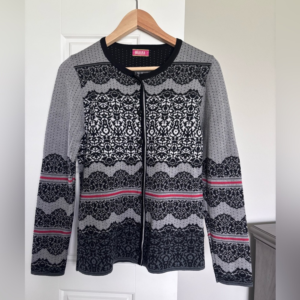 OLEANA Alpaca Wool  Sweater Cardigan Pink Women's size Small.